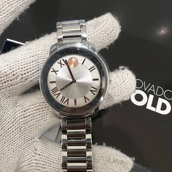 Movado bold women’s silver rose gold watch